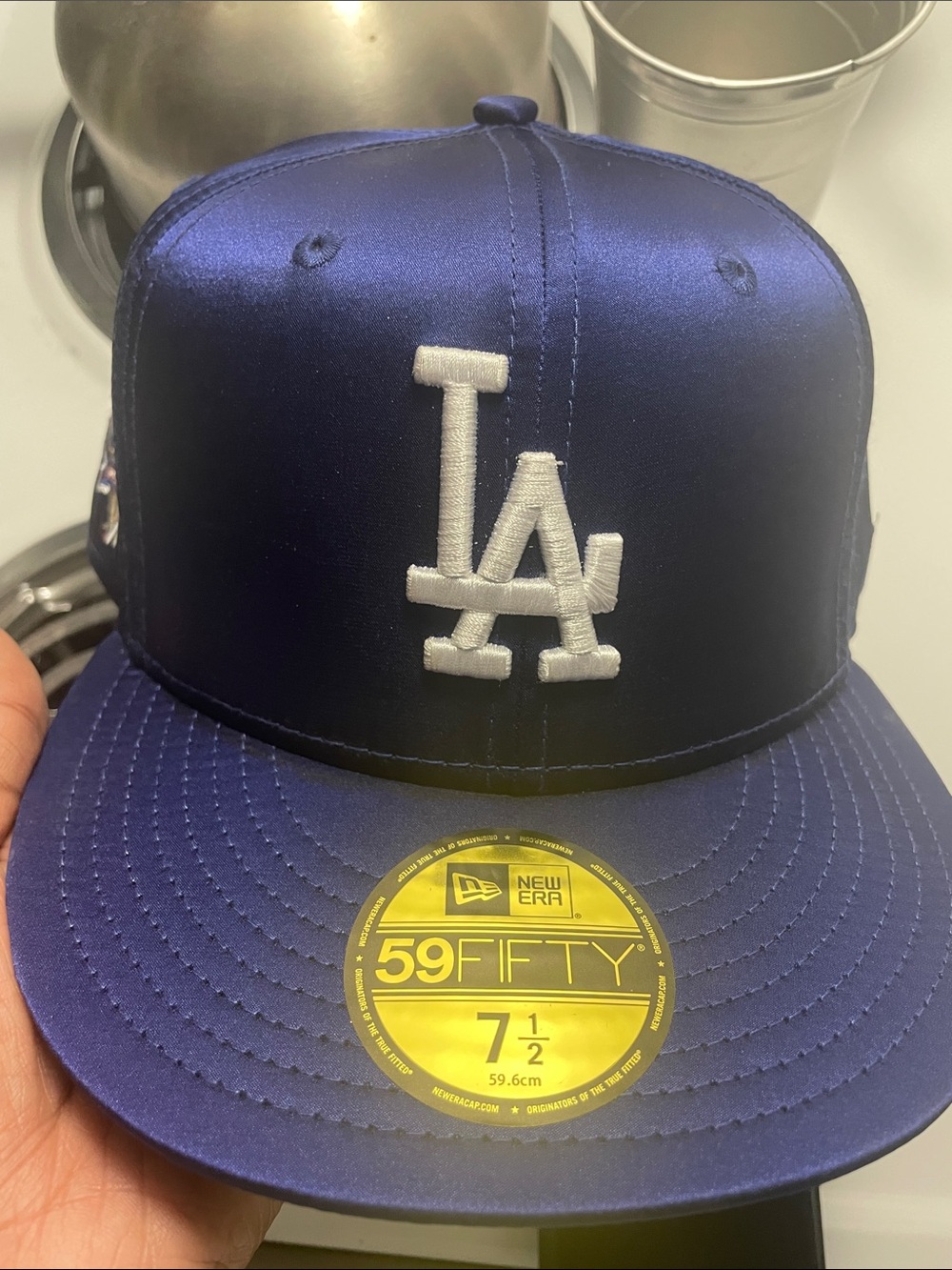 New Era LA Dodgers Satin 59FIFTY Fitted Cap - Royal Blue & White